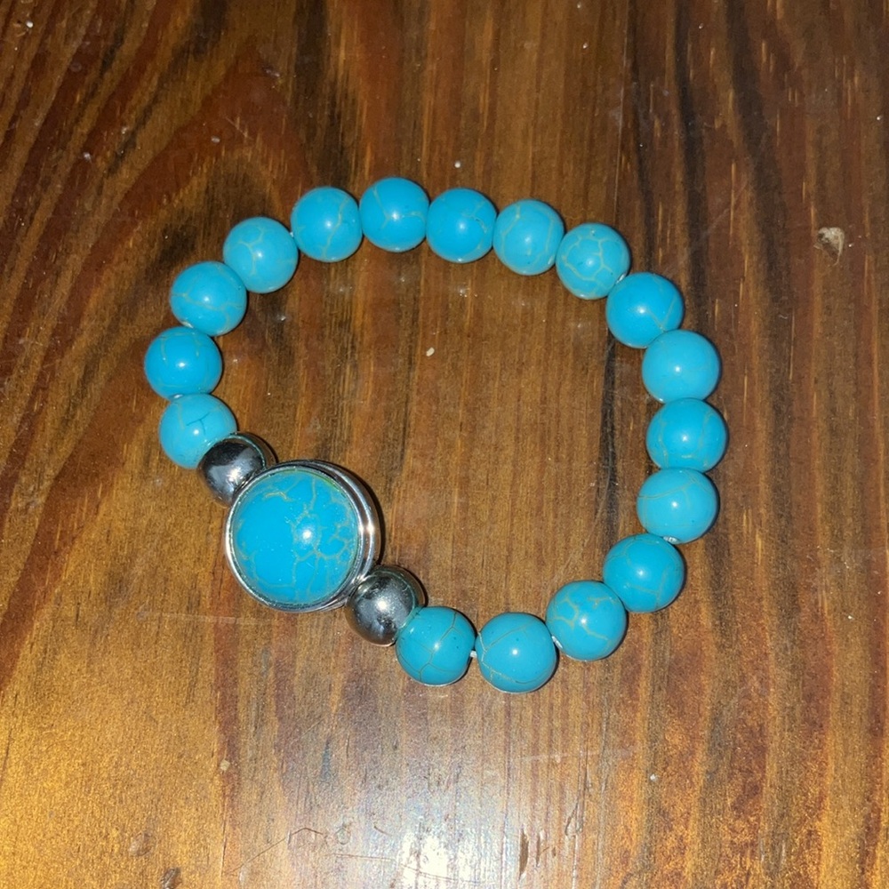 Natural lava stone Hamsa  pendant bracelet